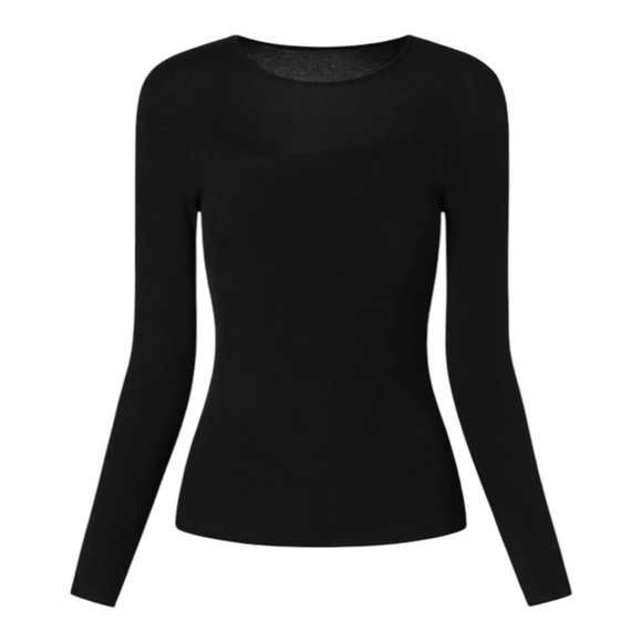 OGL Black Light Thermal Tencel Wool Sheer Shoulder Brami Top Womens Size L - Picture 4 of 12